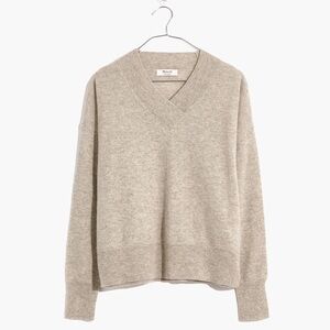 Madewell Cashmere V-Neck Sweater in Heather Shawdow